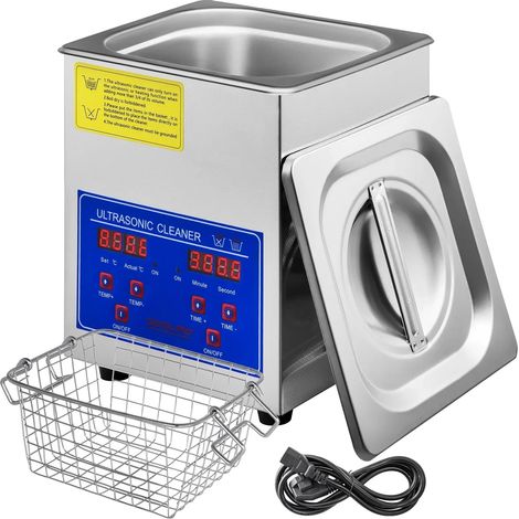 Pulitore a ultrasuoni, acciaio inox 304, pannello di controllo digitale, 2 litri (1/2)