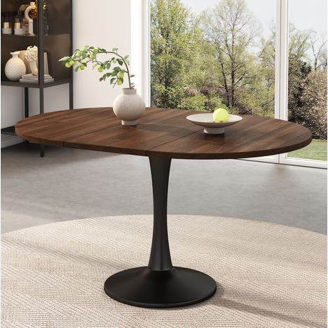 Tavolo da pranzo ovale allungabile 140 x 100 x 75 cm in MDF color noce DESVIAE (1/5)