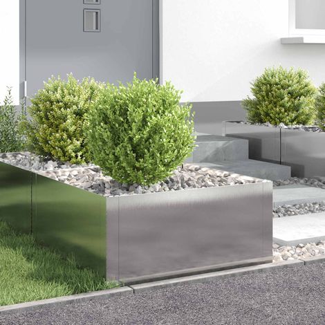 vidaXL Borde de Césped 4 uds. 60 x 60 x 35 cm Acero Plateado (1/5)