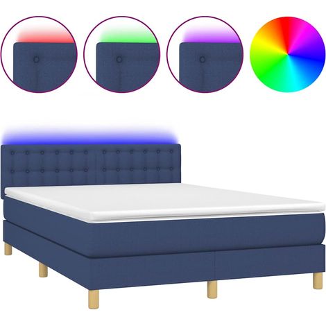 Maison Exclusive - Boxspringbett mit Matratze & LED Blau 140x200 (1/5)
