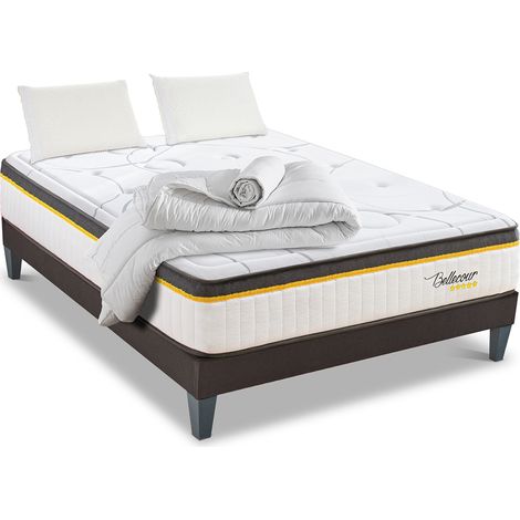 BELLECOUR LITERIE Pack Prêt à dormir BELLECOUR 3.0 180x200 cm Matelas Ressorts ensachés + Sommier + Accessoires (1/5)