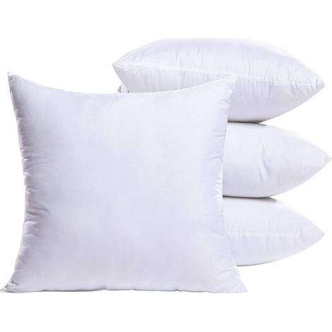 Lot de 4 Coussins de Garnissage 45x45 cm Decoratifs pour Canapes, Oreillers Carrés Blanc 45x45 sans Housse, Intérieur Coussin Salon, Rembourrage Coussin (1/5)