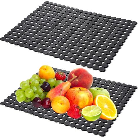 2 Pièces Tapis évier, PVC noir 40x30 cm, Découpable, Antidérapant, Pour cuisine (1/5)