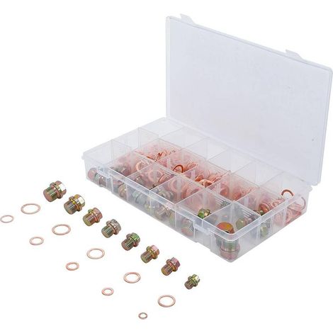 Assortiment de Bouchons de Vidange 534 pcs - Joints Cuivre - Réparation et Étanchéité Fiables, Pro - D-Work (1/5)