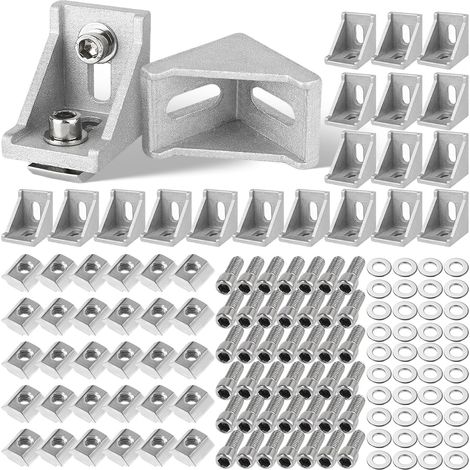 20 Pièces 3030 Profilés en Aluminium Equerre Fixation Profil Aluminium (1/5)