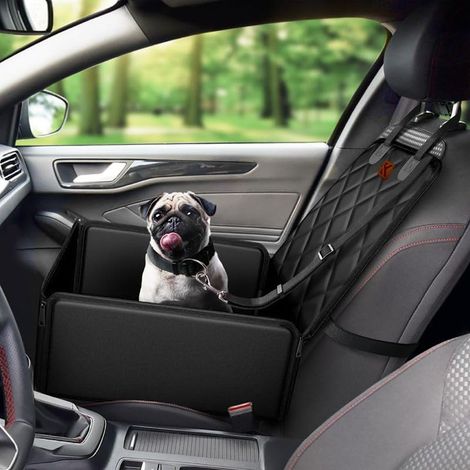 Muttstuff Siège auto pour animaux de compagnie – Ceinture de sécurité rehausseur imperméable pour chiot, housse de siège 2 en 1 pour chien en voiture, siège de voiture de voyage, panier de (1/5)