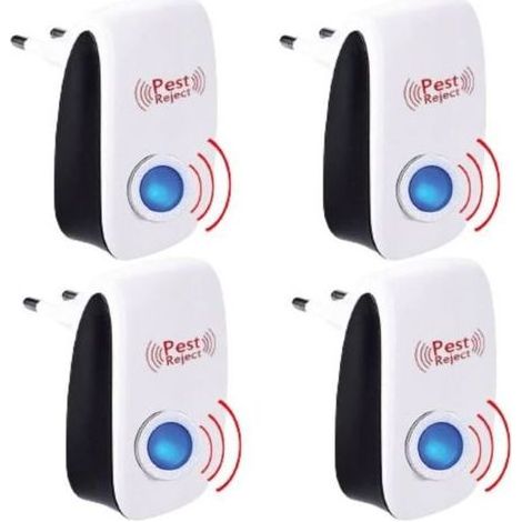Pack de 4 Appareil Ultrason Souris - et Rats Barrage aux Insectes Repulsif à Tue Mouche Electrique Anti Puissant ultrasons rongeurs (1/4)