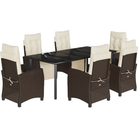 Maison Exclusive - Set da Pranzo da Giardino 7pz con Cuscini in Polyrattan Marrone (1/5)