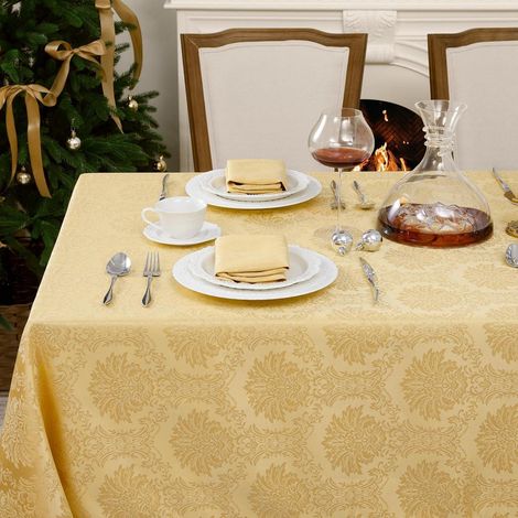 Tischdecke Gold Barock Jacquard 140x240 cm abwaschbar Vintage für Festtage