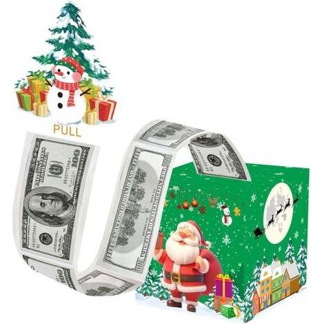 Tirelire de Noël pour cadeau en espèces, boîte cadeau surprise de Noël, boîte cadeau amusante à tirer de l'argent de la tirelire, tiroir à monnaie de Noël avec carte de sortie (style A) (1/2)