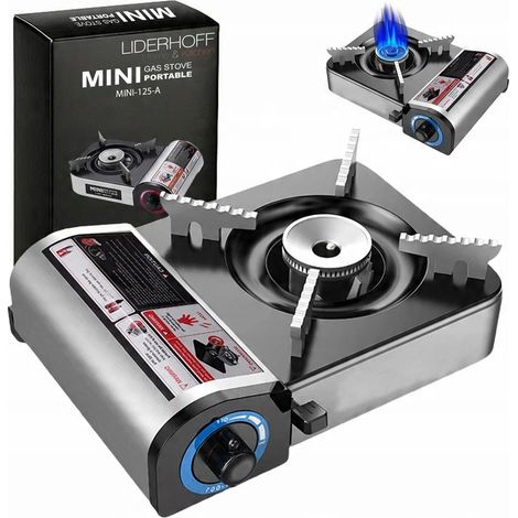 MINI FORNELLO A GAS PER TURISTI, POTENZA 2,1 kW, CARTUCCIA, ACCENSIONE PIEZOELETTRICA