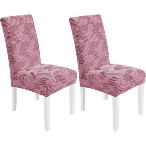 Stuhlhussen 2er Set, elastisch, rosa, für Esszimmerstühle, waschbar (1/5)