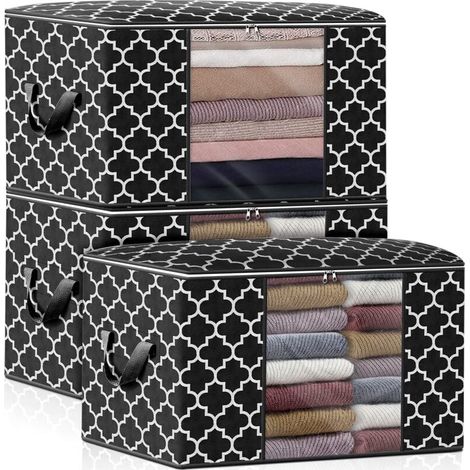 Sacchi portaoggetti Ulisem da 100 litri, confezione da 3 grandi contenitori portaoggetti per coperte, vestiti e biancheria da letto, comodi (1/4)