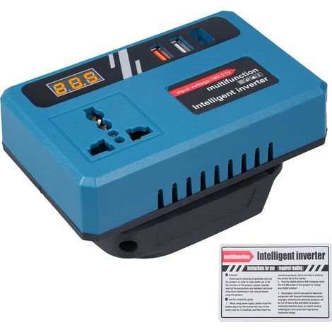 18V/21V to 220V AC 150W Battery Inverter - Modified Waveform, with 2 USB Ports, 1 Type-C Port, 220V Outlet, LCD Screen, for Makita Tools, Camping, Phone Chargers (1/5)
