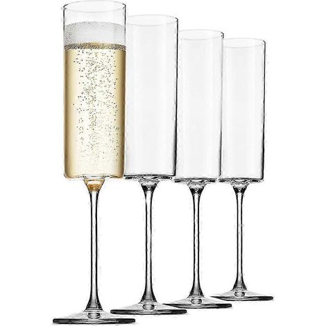 Coffret de 4 flûtes à champagne de 17 cl (6 oz), verres à vin en verre soufflé de qualité supérieure à bord carré (1/5)