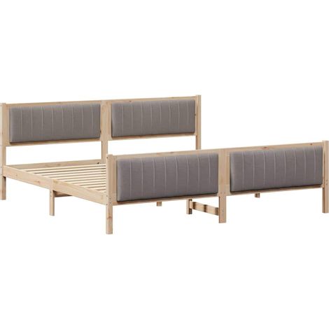 Lit double，Lit adulte，Cadre de lit Marron et taupe 200 x 200 cm Bois massif en pin CFW483319 (1/5)