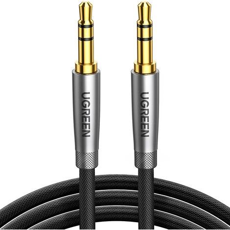 Câble Audio Jack 3.5mm Mâle en Nylon Tressé Stéréo Câble Aux Voiture Compatible avec iPhone 6S iPad iPod PC Manette PS5 Casque Chaîne HiFi Autoradio Barre de Son (1M) (1/5)
