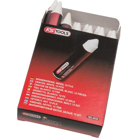 KS Tools 100.4050 Gessetto, Bianco, Confezione 12 Pezzi, Diametro 14 X 110 mm (1/2)