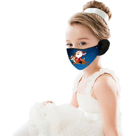 Weihnachtsmaske / Gesichtsmaske für Kinder mit Ohrenschützern - Weihnachtsmann (1/4)