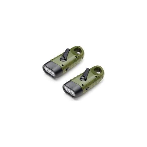 Litzee – Torcia solare ricaricabile – Confezione da 2 – Alimentazione solare e a manovella – 8 lumen – Dimensioni 124x45x32mm – Clip integrata per zaino – Crezuo