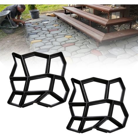 SWANEW 2 pezzi Stampi per cemento 43x43x4cm, lastre di pavimentazione, fattoria, giardino, giardino, decorazione del giardino, sentiero, fai da te, pavimentazione, riutilizzabile, colata, imitazione d