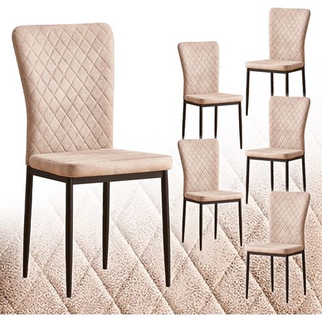 Set of 6 Suede Dining Chairs High Back Kitchen Counter chairs home & restaurants& Lounge Leisure&Living Room(Beige,4)