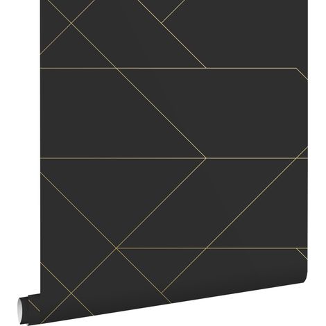 papier peint lignes graphiques noir et or - ESTAhome (1/5)