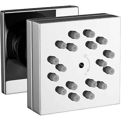 Ducha de mano cuadrada con chorros de masaje, cabezal de ducha lateral y chorros de masaje tipo spa de 2 funciones, para montaje en pared. (1/5)