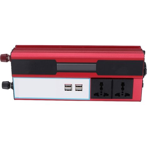 Onduleur Solaire 4000W Pic 2000W Alu Rouge 12V DC vers 220-240V AC Onde Modifiée Écran Numérique 4 Ports USB 5V 2.4A Charge Téléphone Kit Auto Bateau Éolien Camping 3 Câbles (1/5)