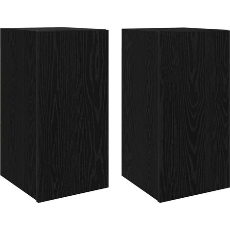 Lot de 2 meubles TV muraux modernes gain de place 30,5 x 30 x 60 cm en bois d'ingénierie chêne noir (1/5)