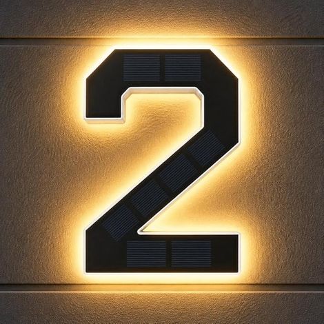 Solar House Number Waterproof Illuminated for Outdoor (Black, 23cm) (1/5)