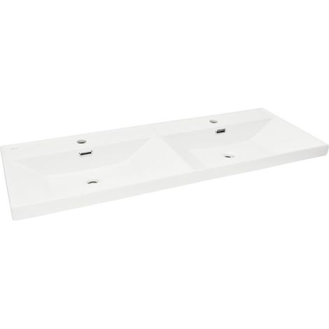 B-Way mueble doble lavabo de cerámica 120,5x46 cm, 2 orificios centrales, con rebosadero, blanco mate (SATBW212046WM)