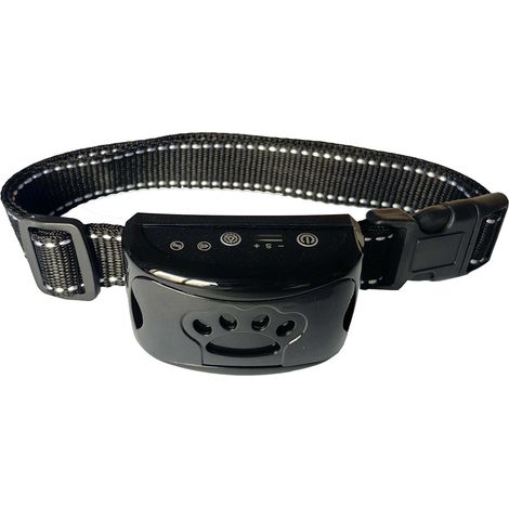 Wiederaufladbares Anti-Bell-Halsband für Hunde, Trainingshalsband für kleine, mittelgroße und große Hunde mit 2 Vibrations- und Tonmodi und 7 Empfindlichkeitsstufen, Schwarz (1/5)