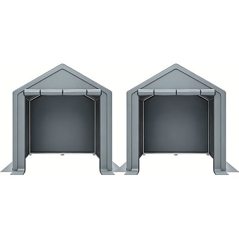 2er-Set geräteschuppen 190x170x200cm, Fahrradgarage, Geräteschuppen, Garagenzelt, Gartenhaus Lagerzelt Fahrradschuppen Werkzeugzelt Lagergarage, dunkelgrau
