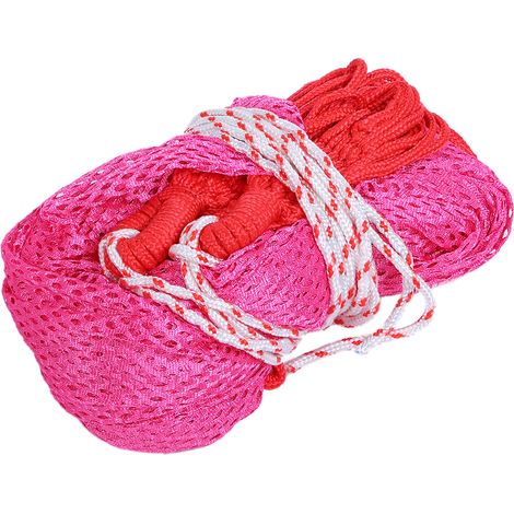 Hamac portable en tissu mesh respirant, petit format, pour jardin, camping et loisirs. (1/5)