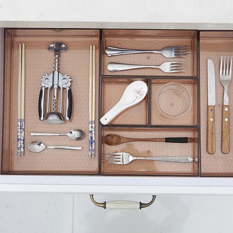 Boîte de rangement pour tiroir de cuisine, séparateur de couverts cuillères couteaux fourchettes, organiseur de tiroir. (1/5)