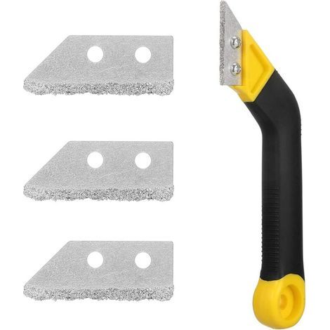 Grattoir Joint Carrelage Outil de Décapant à Coulis Grattoir Plaque Vitrocéramique Avec 3 Lames de Remplacement, Grattoirs pour Carrelage, pour le Nettoyage de Carreaux de Sol Familiaux (1/5)