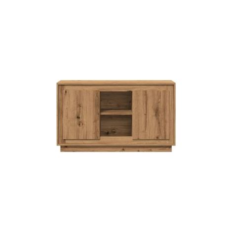 Les Tendances – Buffet 2 portes 102cm en bois d’ingénierie – Rangement optimisé avec 6 compartiments – Finitions mate et brillante – Couleur marron clair (1/5)