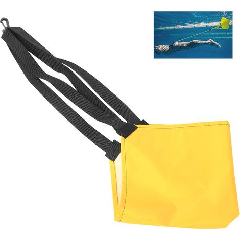 Ceinture de résistance de harnais de musculation de natation avec poche en filet jaune (1/5)