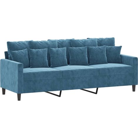 Divano a 3 Posti Blu 180 cm in Velluto vidaXL 521502 (1/5)