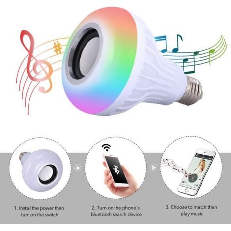 Ampoule LED Bluetooth avec haut-parleur - E27 12W - Contrôle via Smartphone - Couleurs RVB - Musique Relaxante (1/4)