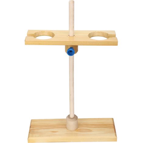 Support pour entonnoirs à 2 trous, accessoire de laboratoire, hauteur réglable, support en bois pour entonnoirs (1/5)