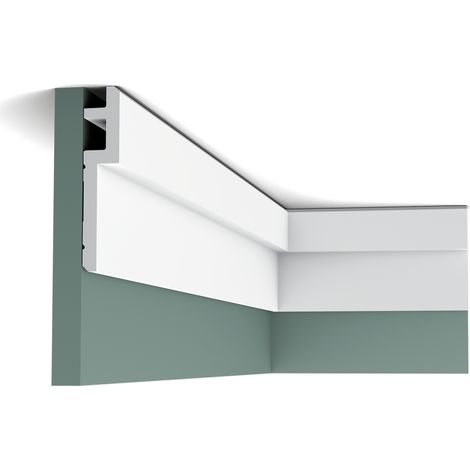 Cornice soffitto parete Orac Decor C395 MODERN STEPS cornice per illuminazione indiretta modanatura tipo stucco design moderno bianco 2 m (1/4)