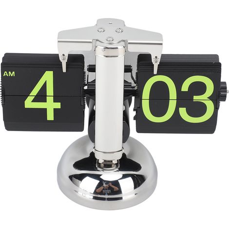 Horloge de bureau numérique rétro de style européen à affichage numérique 12 heures, en acier inoxydable 304, avec chiffres verts. Fonctionne automatiquement. Idéale pour le salon ou la maison. (1/5)