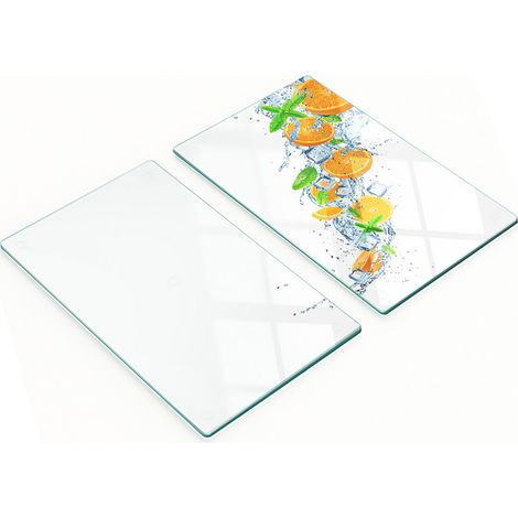Dekorative Servierbretter aus Glas, Orangenmotiv, 2 x 30 x 52 cm (1/5)