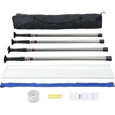 Kit Barrière Anti-Poussière 10x4 m avec Perches Télescopiques 1,1-3,66 m Écran Anti-Poussière en PE avec Fermeture Éclair Magnétique pour Rénovation Construction Chantier Décoration Intérieur (1/5)