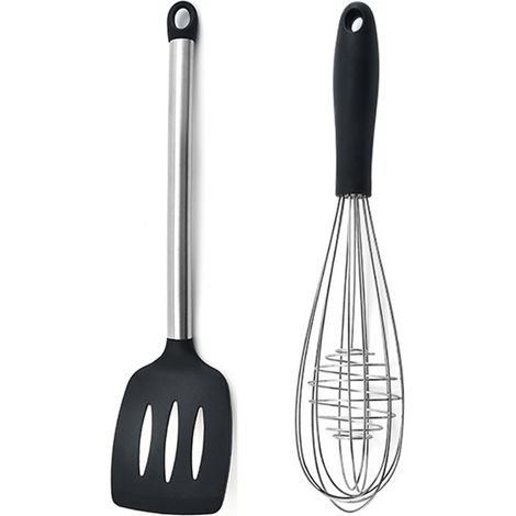 Ensemble Ustensiles Cuisine - Acier Inoxydable Et Silicone - Pour Casseroles Antiadhésives - Lot De 2 Pièces (1/5)