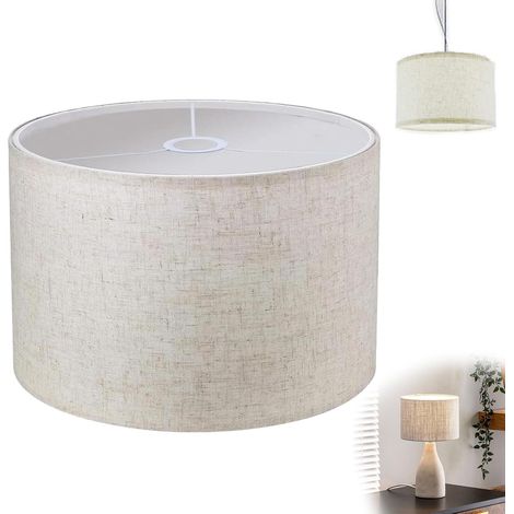 Linen Canvas Lampshade, Handmade Cylinder Floor Lampshade for Hanging Lamp, Table Lamp, Wall Lamp, Bedside Lamp, Floor Lamp, Diameter 30cm x Height 20cm (Linen) (1/5)