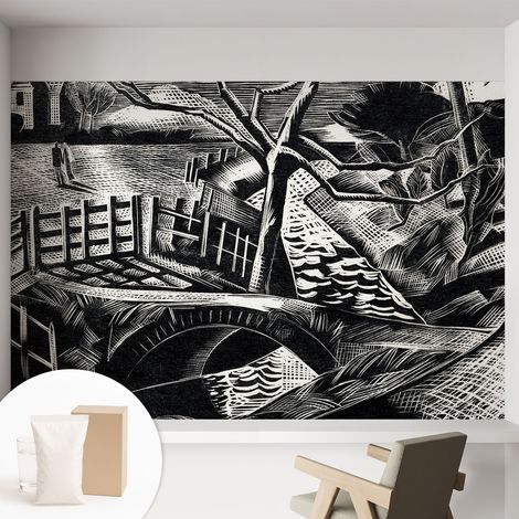 Papier peint intissé mural classique avec imprimé motifs décoratifs design élégant non‑tissé Paysage architectural 152x104 cm (1/5)