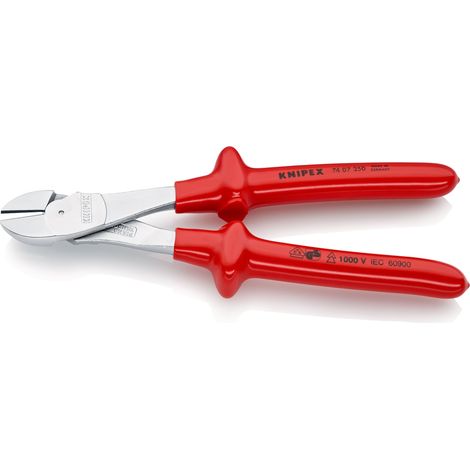 KNIPEX 74 07 250 Tronchese laterale per meccanica tipo "forte" isolati ad immersione, collaudati VDE cromata 250 mm